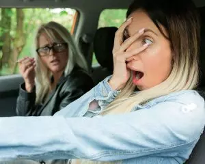 Learner licks wet pussy for license