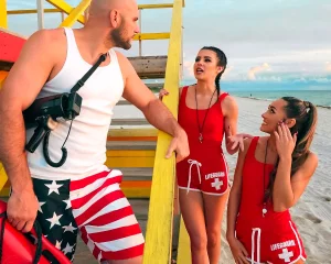 Horny Lifeguards Share A Cock