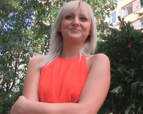 Slim blonde with perfect tits fucks a stranger