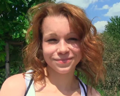 Fit slim redhead sucks and fucks in public