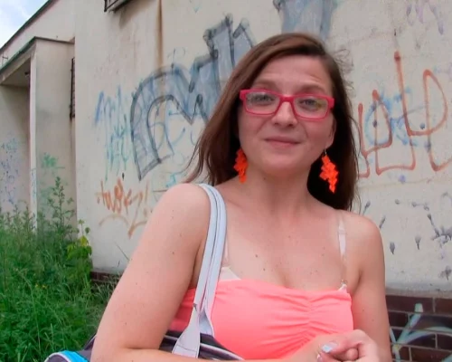 Complete Stranger Gives Nerdy Brunette A Public Creampie