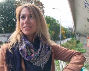 Blonde Opens Legs Outside for Cash