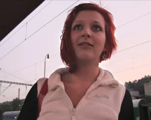 Redhead Gives Sloppy Blowjob And Fucks Stranger