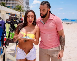 Beach Hottie Rides Jet Skis and Cock