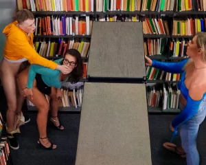 Sneaky Librarian Gets College Cock