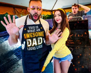 “I’ll Drain Your Cock Before the BBQ” Serena Gets Marinated In Daddy’s White Sauce