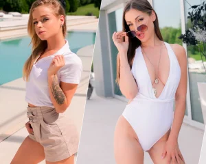 Rich Babes Share Pool Boy in Threesome