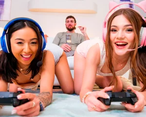 Two Slutty Pussies, One Girthy Cock