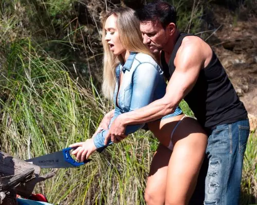 Blondie got fucked in the woods by a lumberman