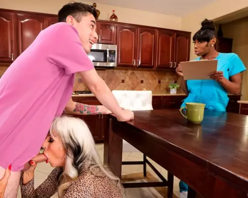 Homecare Cucking Threesome Caper